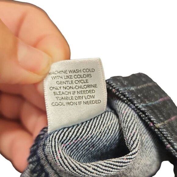 Christopher & Banks Women's Black/ Blue Striped Button Front Denim Jacket Large - Picture 6 of 13